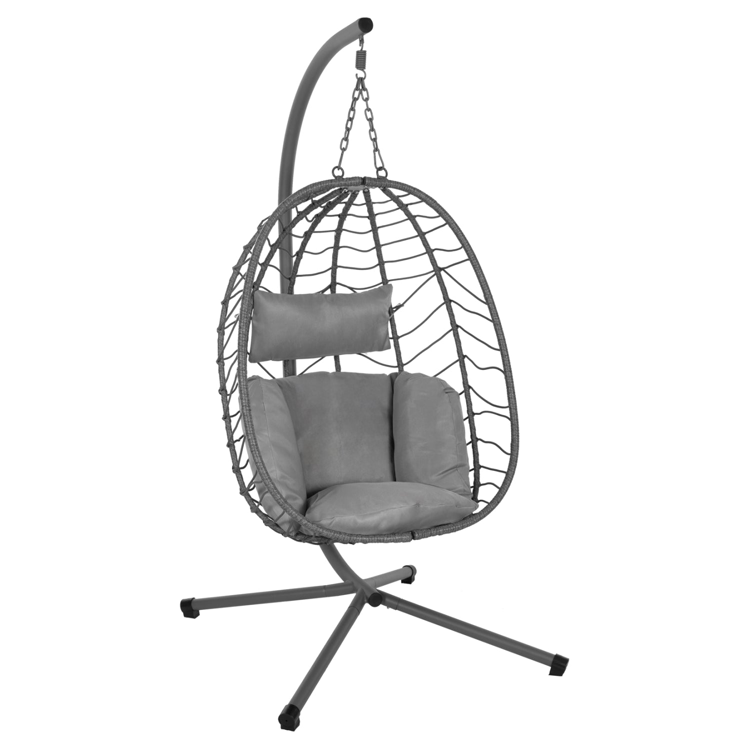 HANGING NEST MILLIE HM5997.10 METAL BASE-SYNTHETIC RATTAN AND CUSHIONS IN GREY 90x75x190Hcm. image 1