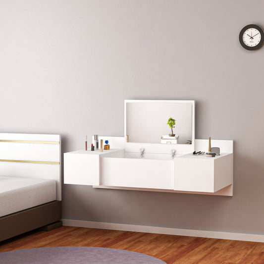 WALL MOUNTED DRESSING TABLE LINDE HM8960.11 MELAMINE IN WHITE 100x39x33Hcm. image 1