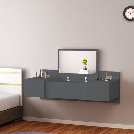WALL MOUNTED DRESSING TABLE LINDE HM8960.12 MELAMINE IN ANTHRACITE 100x39x33Hcm. image 1