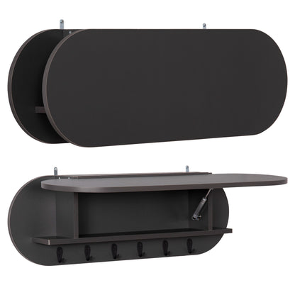 ENTRYWAY HANGER WITH CABINET SHELF STOR HM18078.03 MELAMINE IN DARK GREY 84x15.5x28.5Hcm. image 1