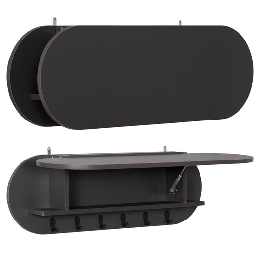 ENTRYWAY HANGER WITH CABINET SHELF STOR HM18078.03 MELAMINE IN DARK GREY 84x15.5x28.5Hcm. image 1
