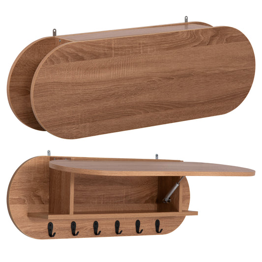 ENTRYWAY HANGER WITH CABINET SHELF STOR HM18078.02 MELAMINE IN SONAMA 84x15.5x28.5Hcm. image 1
