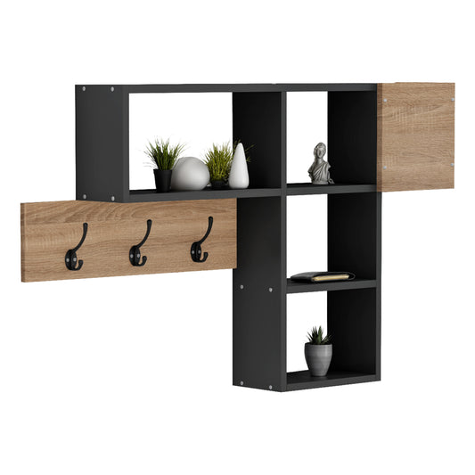 ENTRYWAY HANGER WITH SHELVES HARLAN HM8973.11 MELAMINE IN SONAMA-GREY 99,5x15x61Hcm. image 1