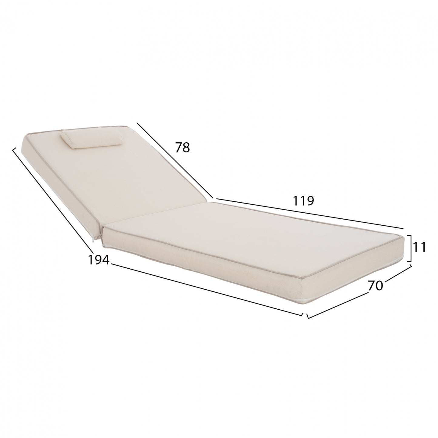 Sunbed Cushion Textline Sifnos Beige HM11237.60T 198(119+1+78)x70x10cm