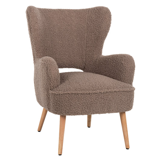 ARMCHAIR MYLIE HM8394.25 BOUCLE FABRIC LIGHT BROWN COLOR  67x75x93Hcm. image 1