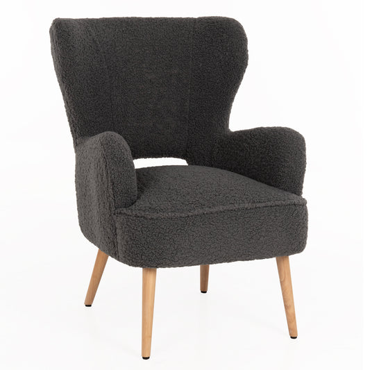 ARMCHAIR MYLIE HM8394.21 GREY BOUCLE FABRIC 66X75X93Hcm. image 1