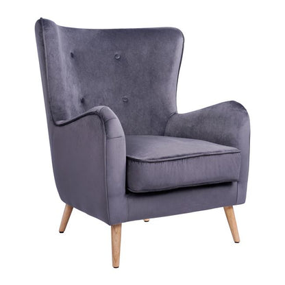HM8392.01 armchair MARTA, Velvet grey, 77x86x95h cm image 1
