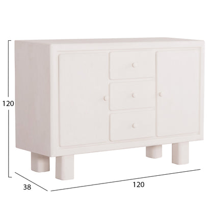 BUFFET SERIES SANTORINI HM18048 MDF IN OFF-WHITE COLOR-3 DRAWERS & 2 DOORS 120x38x80Hcm.