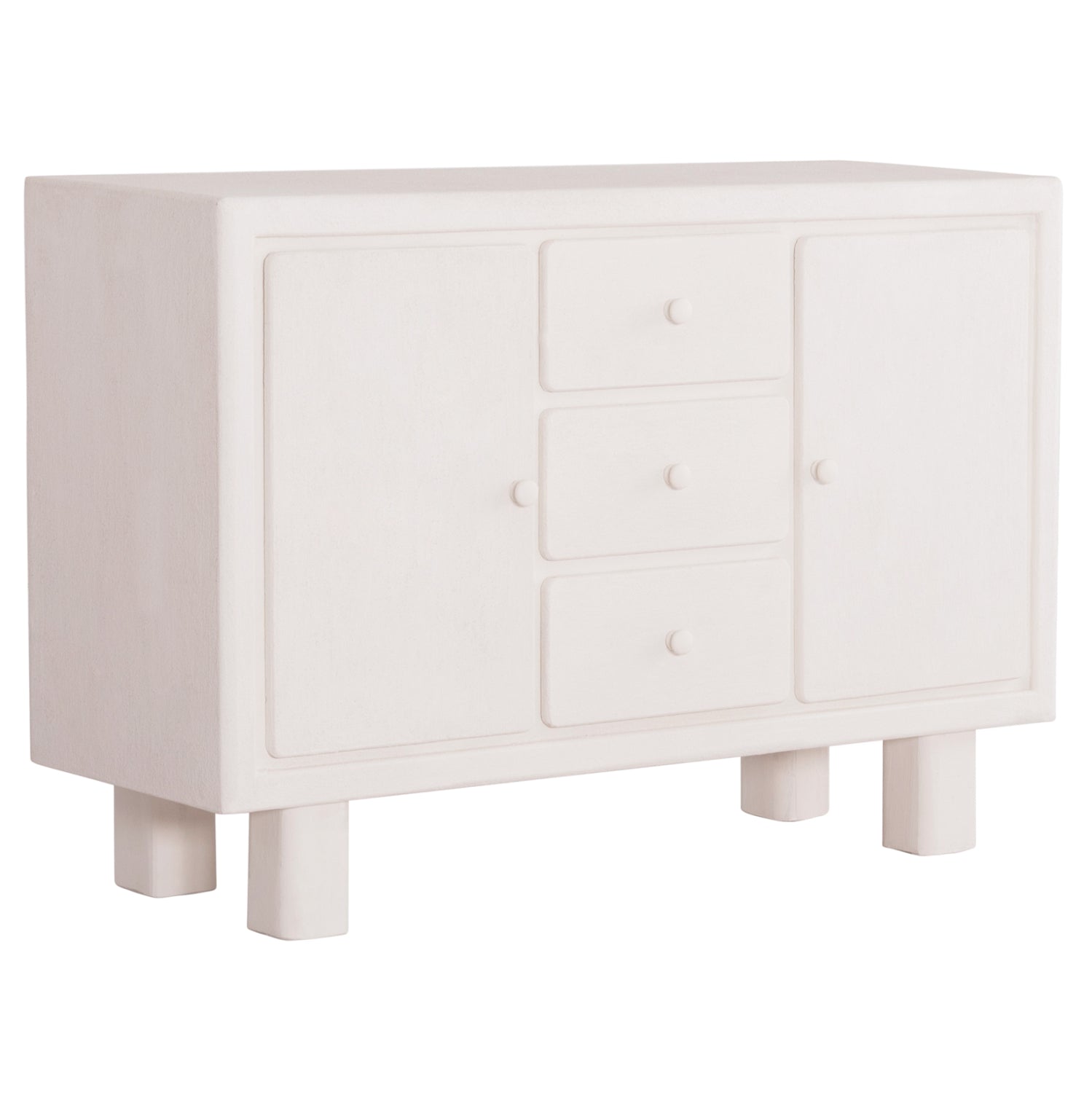 BUFFET SERIES SANTORINI HM18048 MDF IN OFF-WHITE COLOR-3 DRAWERS & 2 DOORS 120x38x80Hcm. image 1