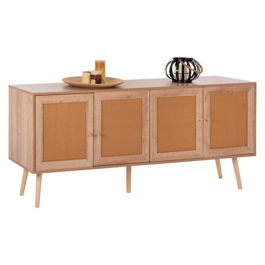 BUFFET COLM HM9440.11 MELAMINE WITH SYNTHETIC RATTAN ON 4 DOORS 160x39,5x71Hcm. image 1