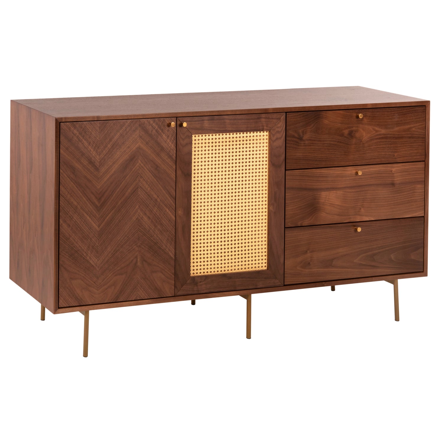 BUFFET MEEN HM9735 MDF WITH NATURAL WALNUT VENEER-GOLD METAL LEGS 150x40x80Hcm. image 1