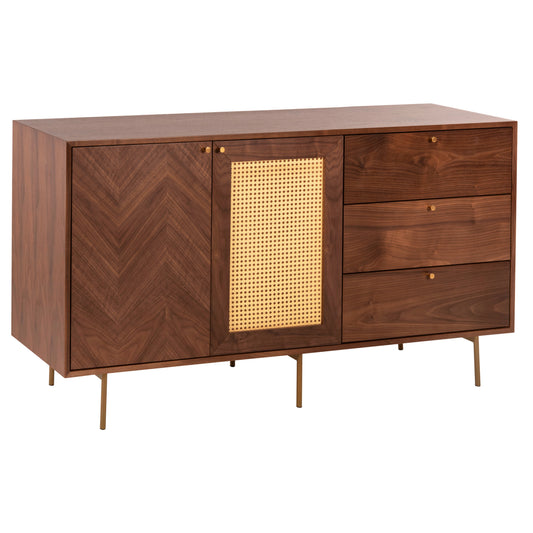 BUFFET MEEN HM9735 MDF WITH NATURAL WALNUT VENEER-GOLD METAL LEGS 150x40x80Hcm. image 1