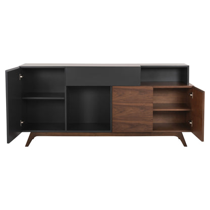 BUFFET PREDA HM9747 MDF WITH WALNUT & DARK GREY VENEER COLOR 167x28-40x80Hcm.