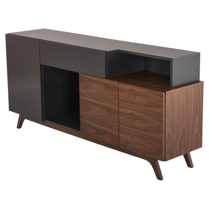 BUFFET PREDA HM9747 MDF WITH WALNUT & DARK GREY VENEER COLOR 167x28-40x80Hcm.