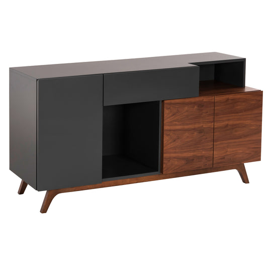 BUFFET PREDA HM9747 MDF WITH WALNUT & DARK GREY VENEER COLOR 167x28-40x80Hcm. image 1