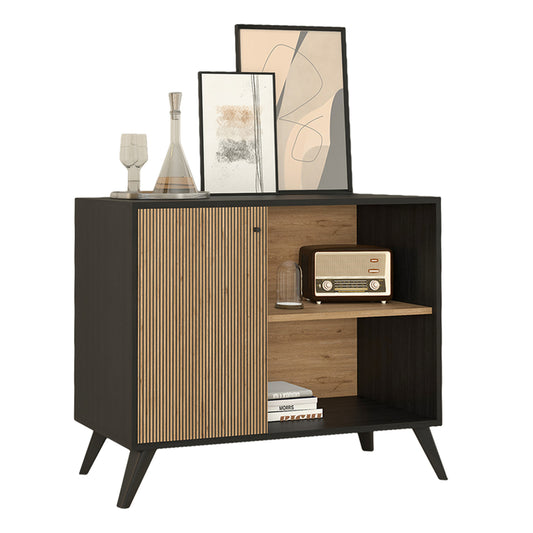 BUFFET KRUDEN HM9442.11 MELAMINE IN BLACK-NATURAL 100x40x78.5Hcm. image 1
