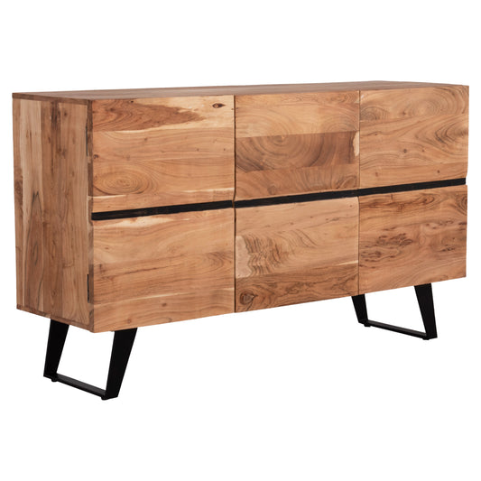 SIDEBOARD WITH 3 CABINETS ALICIA HM8475.21 SOLID ACACIA WOOD-METAL 148x44x88Hcm. image 1