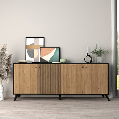 BUFFET KRUDEN HM9446.11 MELAMINE IN BLACK-NATURAL 180x40x78.6Hcm.