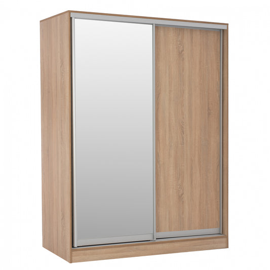 WARDROBE 180X60X210 SLIDING DOORS WITH MIRROR SONAMA OAK HM2437 image 1