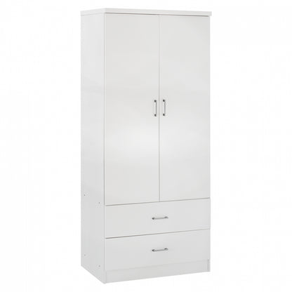 WARDROBE 2 DOORS WITH 2 DRAWERS HM338.05 WHITE 80Χ42,5Χ180,5Υ cm. image 1