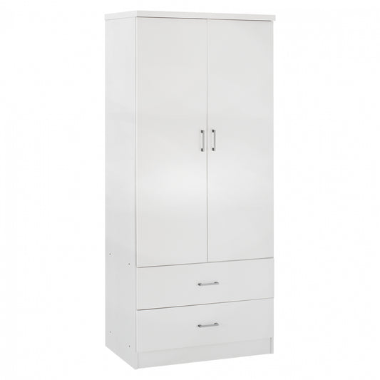 WARDROBE 2 DOORS WITH 2 DRAWERS HM338.05 WHITE 80Χ42,5Χ180,5Υ cm. image 1
