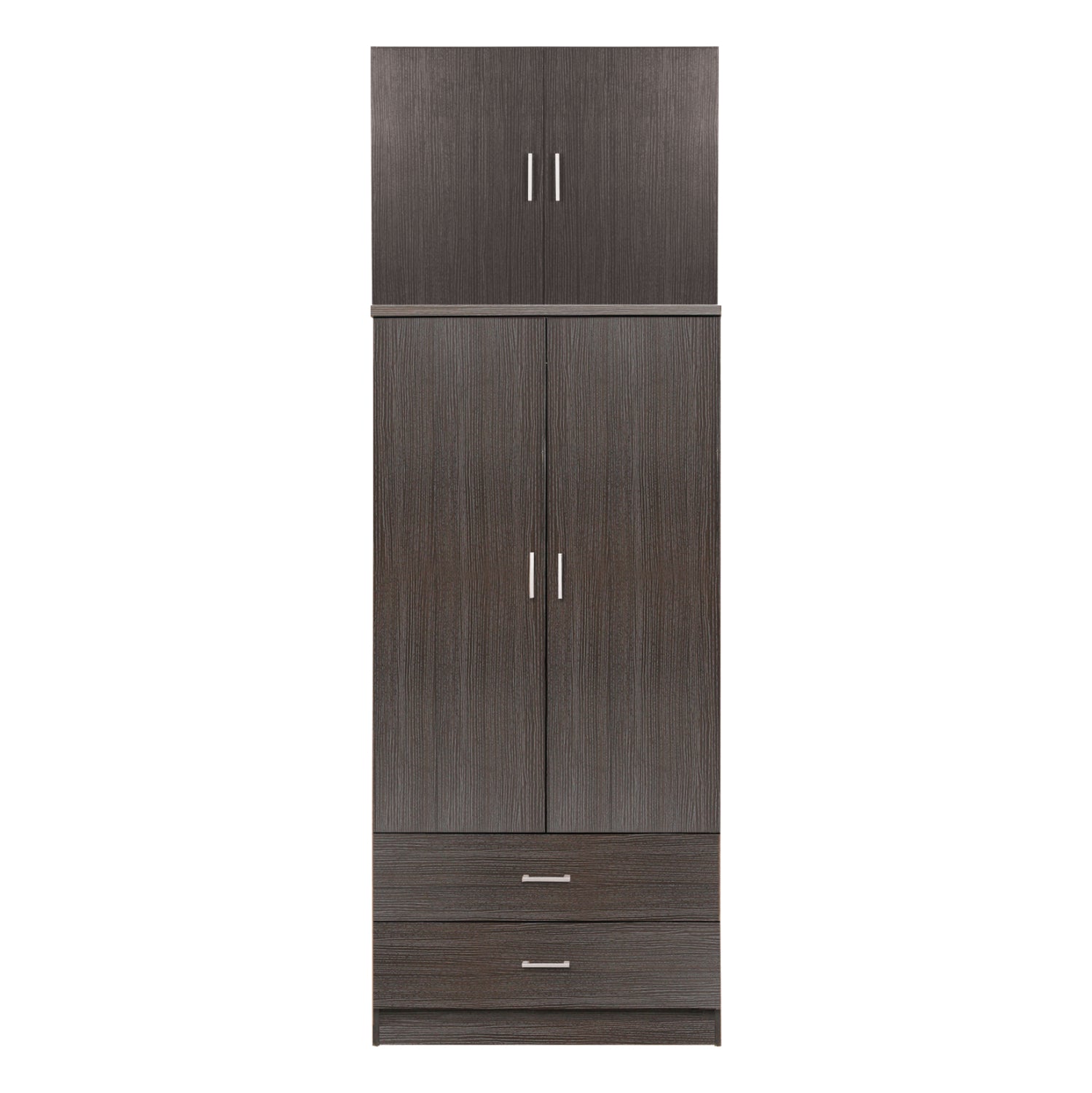 WARDROBE REINA HM21061.01 2-LEAF WITH UPPER CABINET & 2 DRAWERS-MELAMINE IN ZEBRANO 80x42x241Hcm. image 1