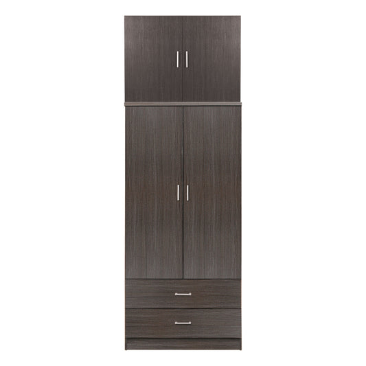 WARDROBE REINA HM21061.01 2-LEAF WITH UPPER CABINET & 2 DRAWERS-MELAMINE IN ZEBRANO 80x42x241Hcm. image 1