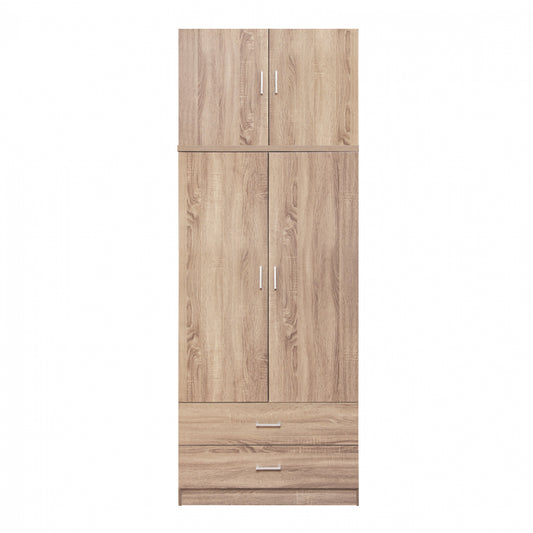 Wardrobe 2 Door with Loft & 2 Drawers Sonama 80x42x241 image 1