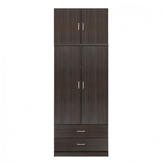 Wardrobe 2 Door with Loft & 2 Drawers Zebrano 80x42x241 image 1