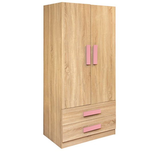 Wardrobe 2 Door Playroom Sonama-Pink HM335+HM336.02 80X50X180cm image 1