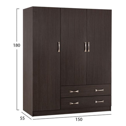 Шкаф с 3 врати 150x55x180cm и 2 чекмеджета Zebrano
