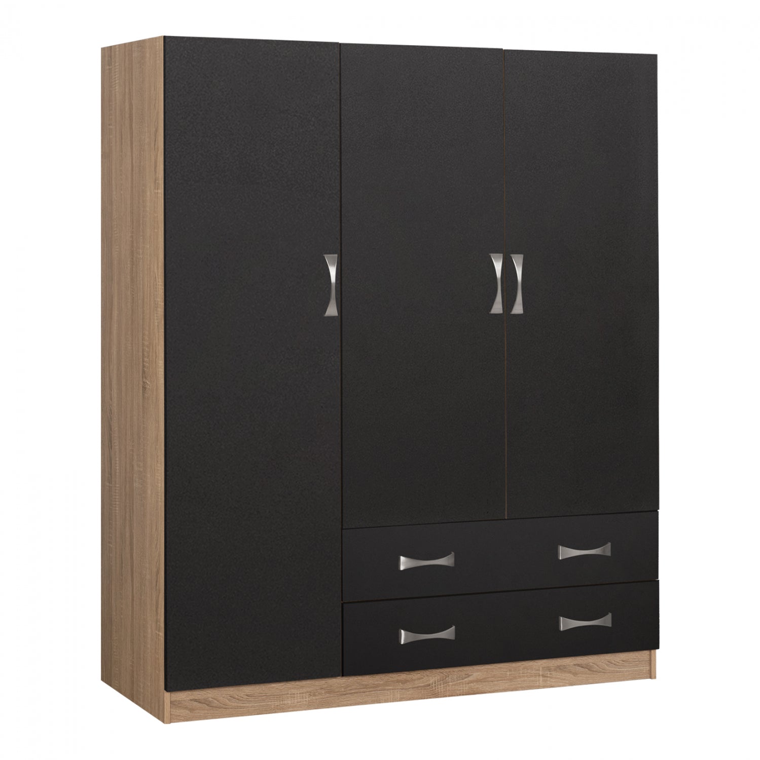 Wardrobe 3 Doors Carly HM384.04 with 2 drawers Sonama-Grey 150x55x180cm image 1