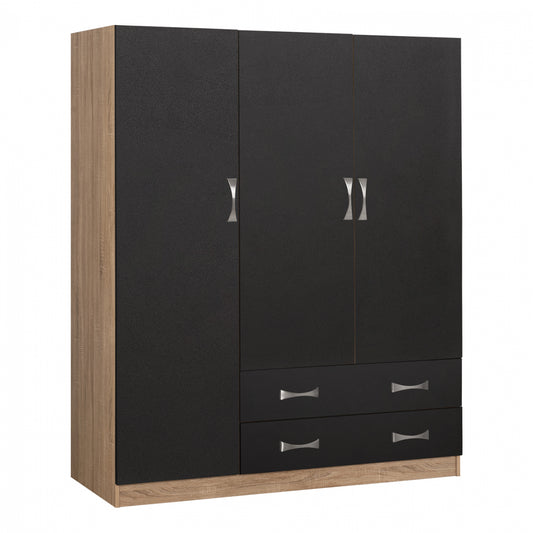 Wardrobe 3 Doors Carly HM384.04 with 2 drawers Sonama-Grey 150x55x180cm image 1