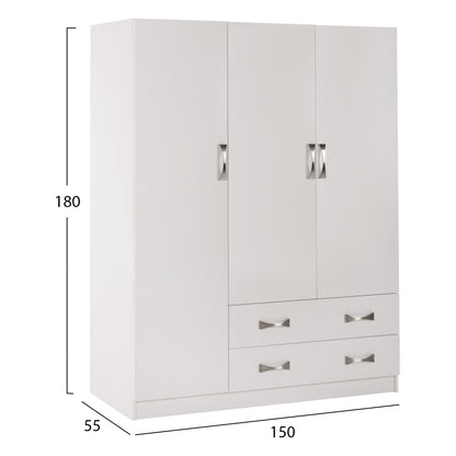 Практичен Шкаф с 3 Врати и 2 Чекмеджета 150X55Χ180Hcm