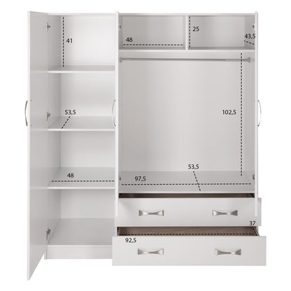 Практичен Шкаф с 3 Врати и 2 Чекмеджета 150X55Χ180Hcm