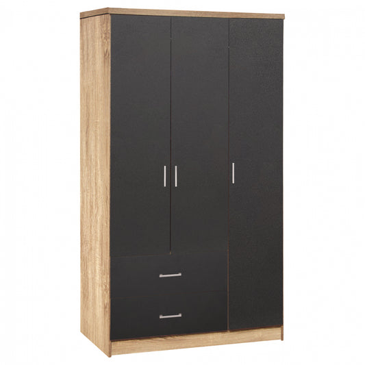 Wardrobe 3 Doors with 2 drawers HM340.04 Sonama 89.2x42x181cm image 1