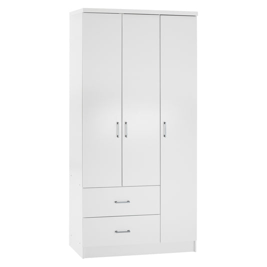 WARDROBE WITH 3 DOORS AND 2 DRAWERS HM340.05 IN WHITE 89x42,5x181 cm. image 1