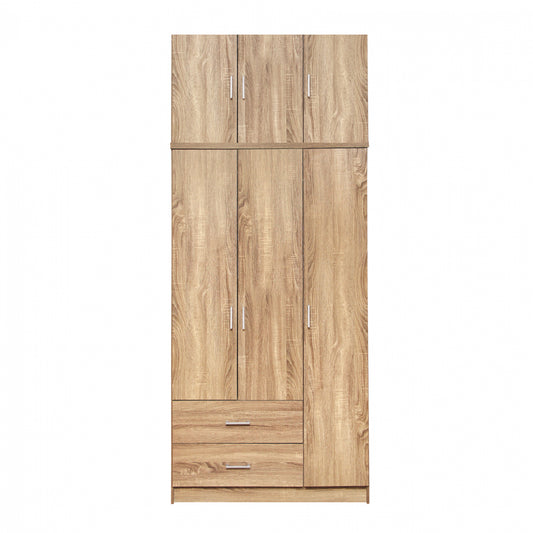 Wardrobe 3 Door with Loft & 2 Drawers Sonama 90x42x241 image 1