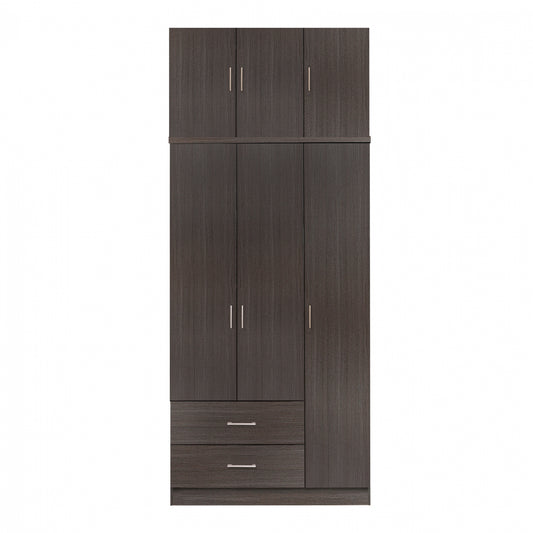 Wardrobe 3 Door and Loft with 2 drawers Zebrano 90x42x241 image 1