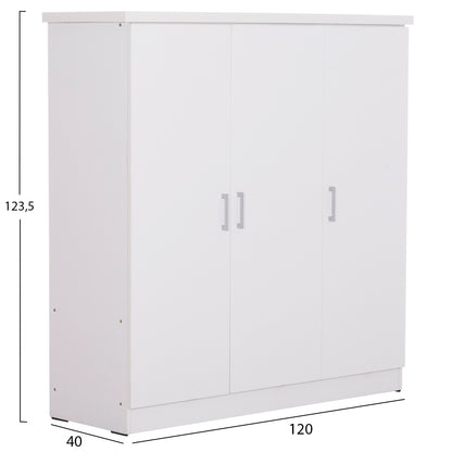 Тризъбен Гардероб с Рафтове FUENTO в Бяло 120-116x40x123.5Hcm