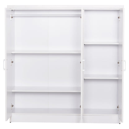 Тризъбен Гардероб с Рафтове FUENTO в Бяло 120-116x40x123.5Hcm