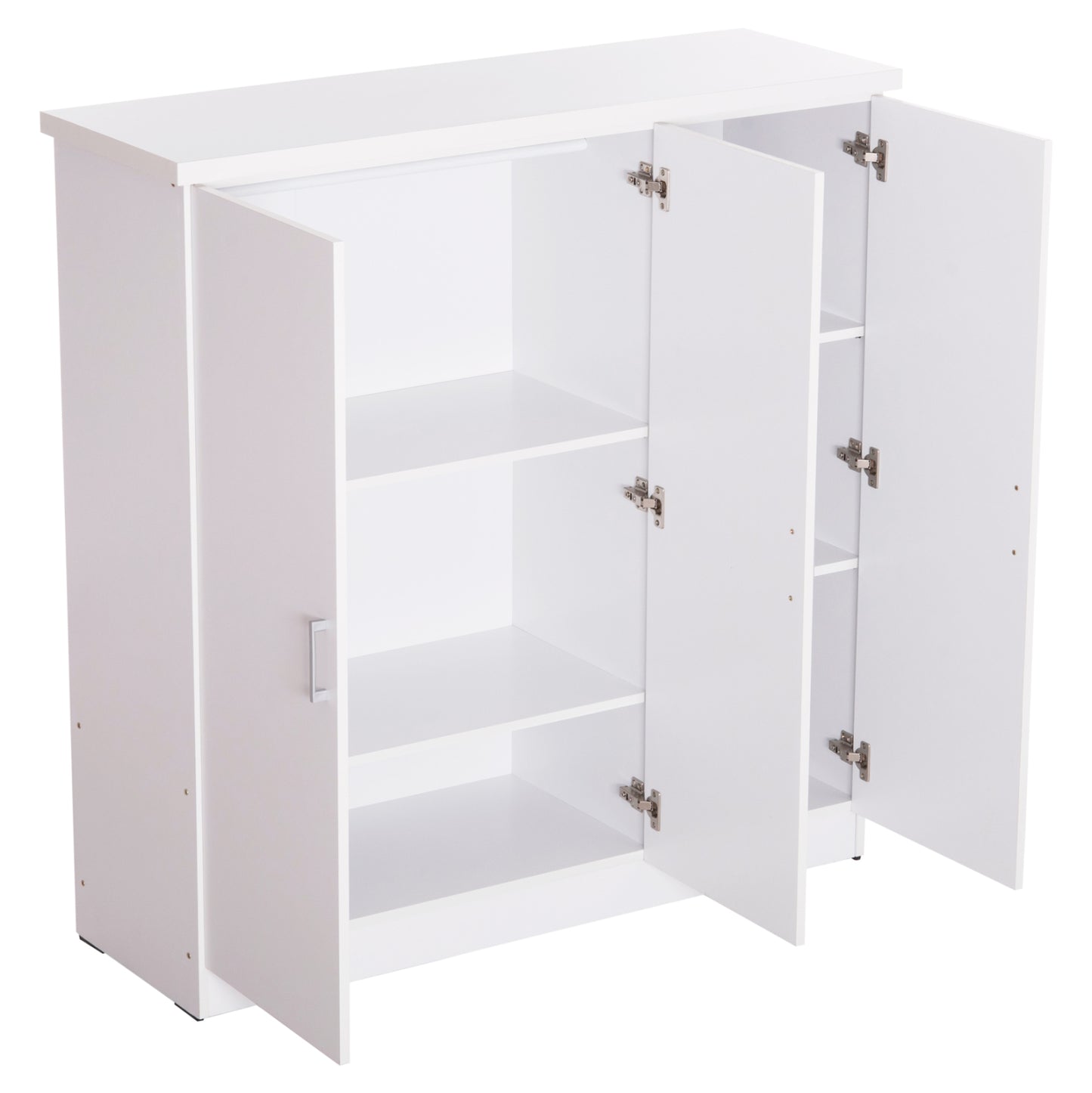 Тризъбен Гардероб с Рафтове FUENTO в Бяло 120-116x40x123.5Hcm
