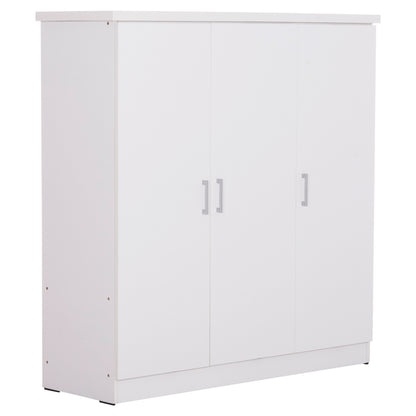 WARDROBE 3-LEAF WITH SHELVES FUENTO HM2482.02 MELAMINE IN WHITE 120-116x40x123.5Hcm image 1