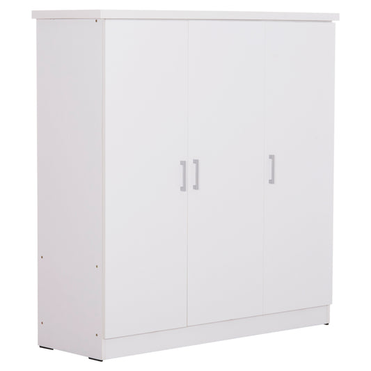 WARDROBE 3-LEAF WITH SHELVES FUENTO HM2482.02 MELAMINE IN WHITE 120-116x40x123.5Hcm image 1