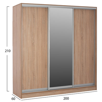 Шкаф с плъзгащи врати и огледало Сонома Дъб 200x60x210