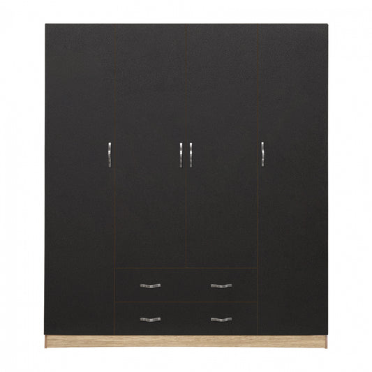 Wardrobe 4 Doors with 2 drawers 200Χ56Χ180Hcm. HM353.04 Sonama-Grey image 1