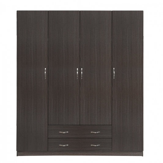 Wardrobe 4 Door with 2 Drawers 200x55.5x180Η HM353.01 Zebrano image 1