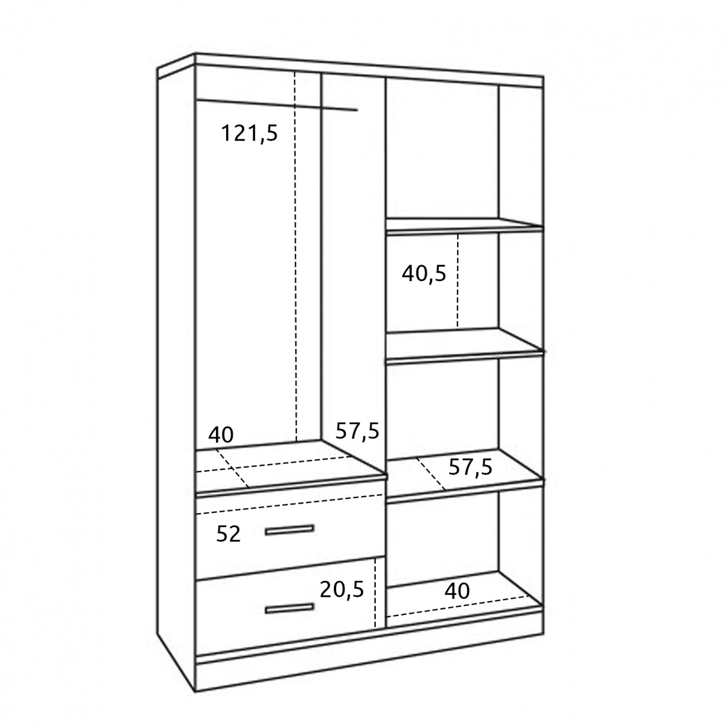 Четиридверен Гардероб с 2 Шкафа и Зебрано 120x42,5x180,5