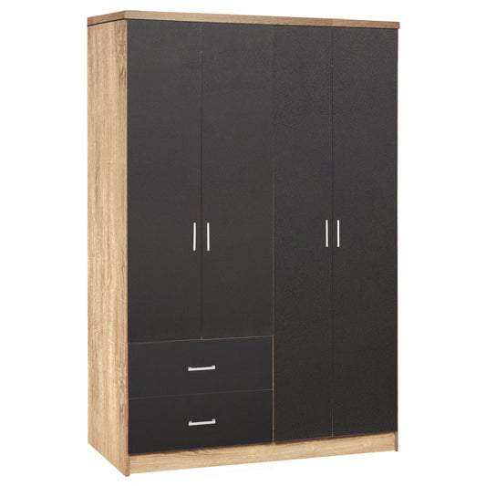 Wardrobe 4 Doors with 2 drawers HM339.04 Sonama-Grey 120x42x181cm image 1