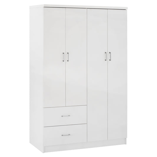 WARDROBE WITH 4 DOORS AND 2 DRAWERS HM339.05 WHITE 120Χ42,5Χ180,5 cm. image 1